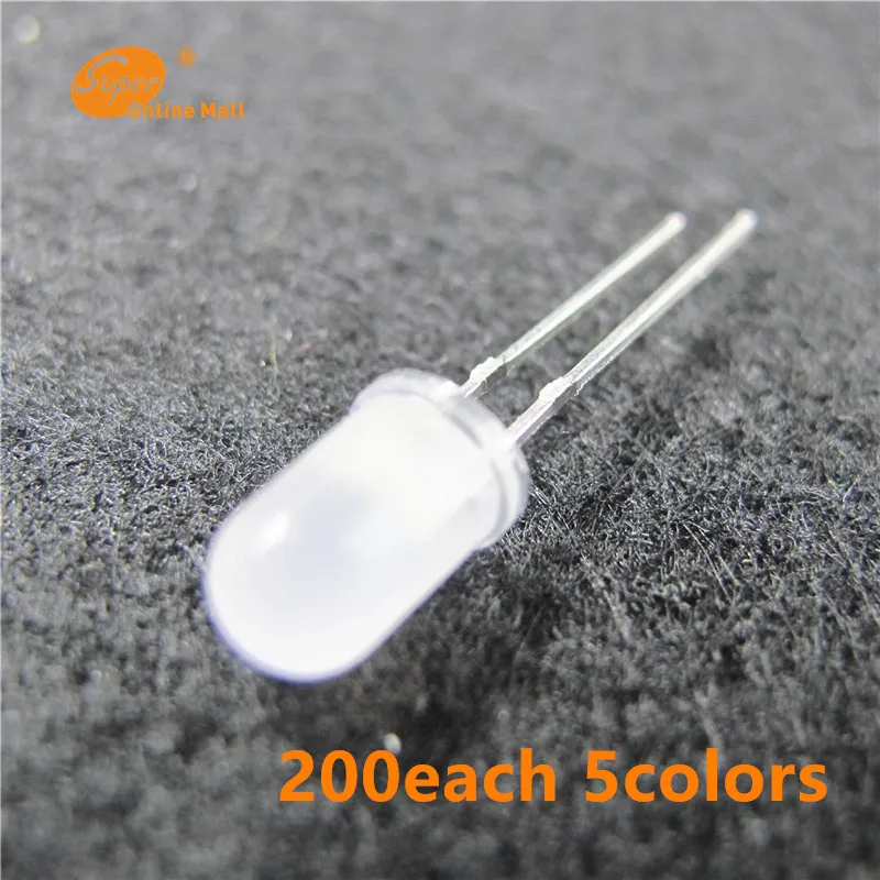 1000pcs 5mm Green Diffused Round Top Bright 5K MCD LED Leds Light Free Shipping