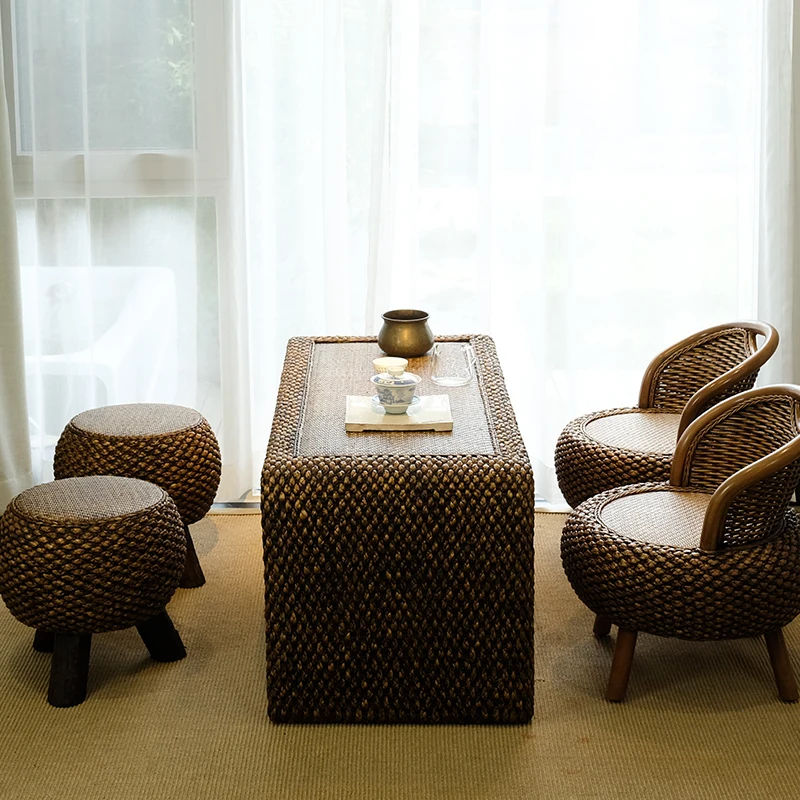 Japanese Tatami Floor Coffee Tables Rattan Wicker Tea Home Living Room Furniture Window Table Indoor Japan Chess Desk