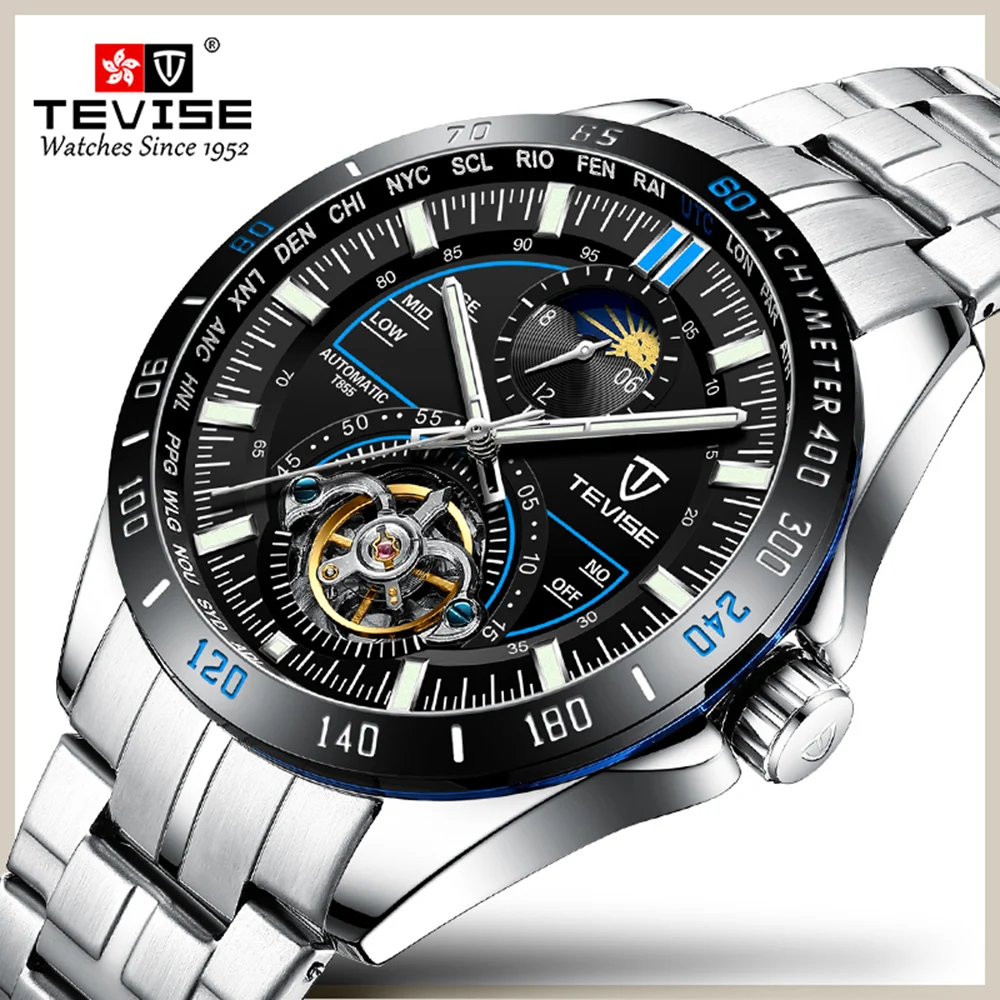 

TEVISE Multifunctional clock Automatic Mechanical Watch Men Fashion Waterproof Big Dial Wrist Watch men's mechanical watches