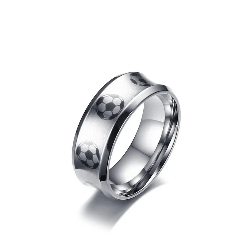 8mm wide men jewelry ring fashion stainless steel accessories football