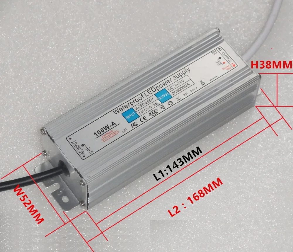 100W 3000mA IP67 Водонепроницаемый Питание, алюминиевая крышка, 25В до 35V светодиодный драйвер адаптер переменного тока 110 В 220 Наводнение светильник уличный светильник ing трансформатор CE