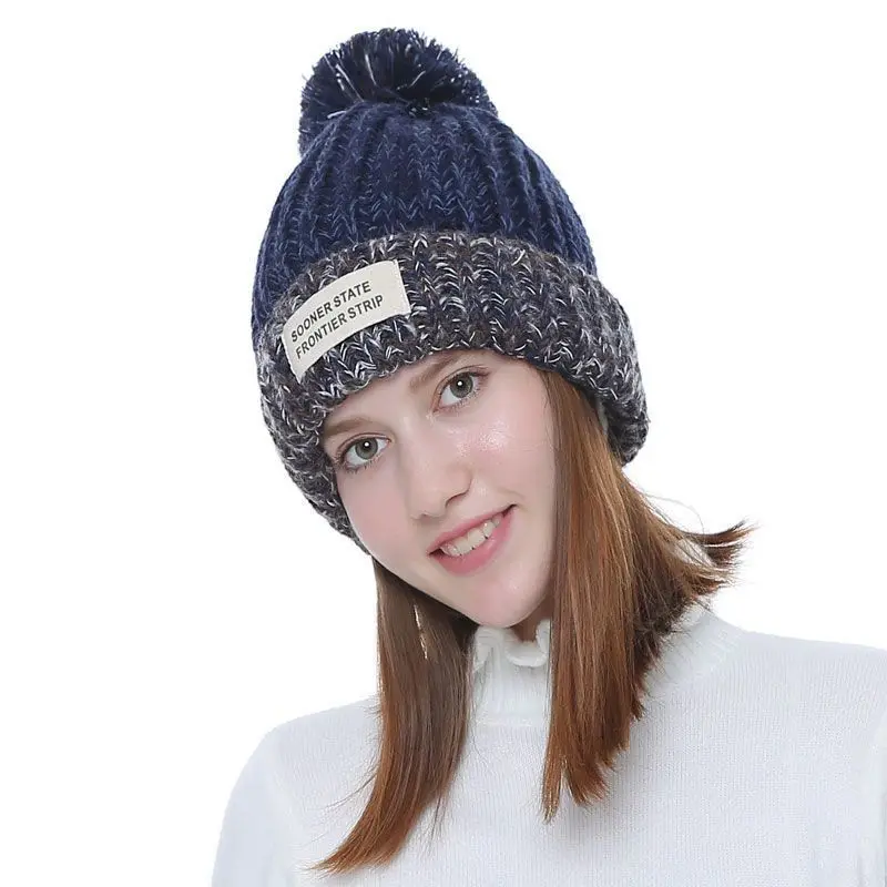 Kids Children Winter Beanie Hat Warm Knitted With Faux Large Pom Pon Pepe