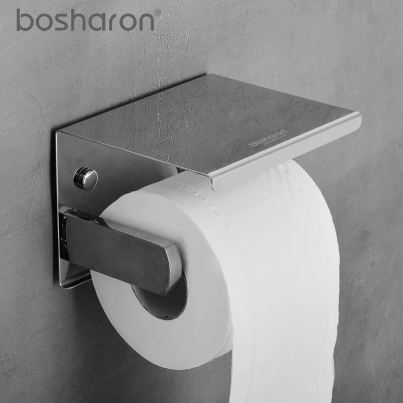 Günstige BOSHARON Wc Papier Halter 304 Edelstahl WC Wand Berg Roll Tissue Rack Mit Telefon Halter Regal Für Bad Home hotel