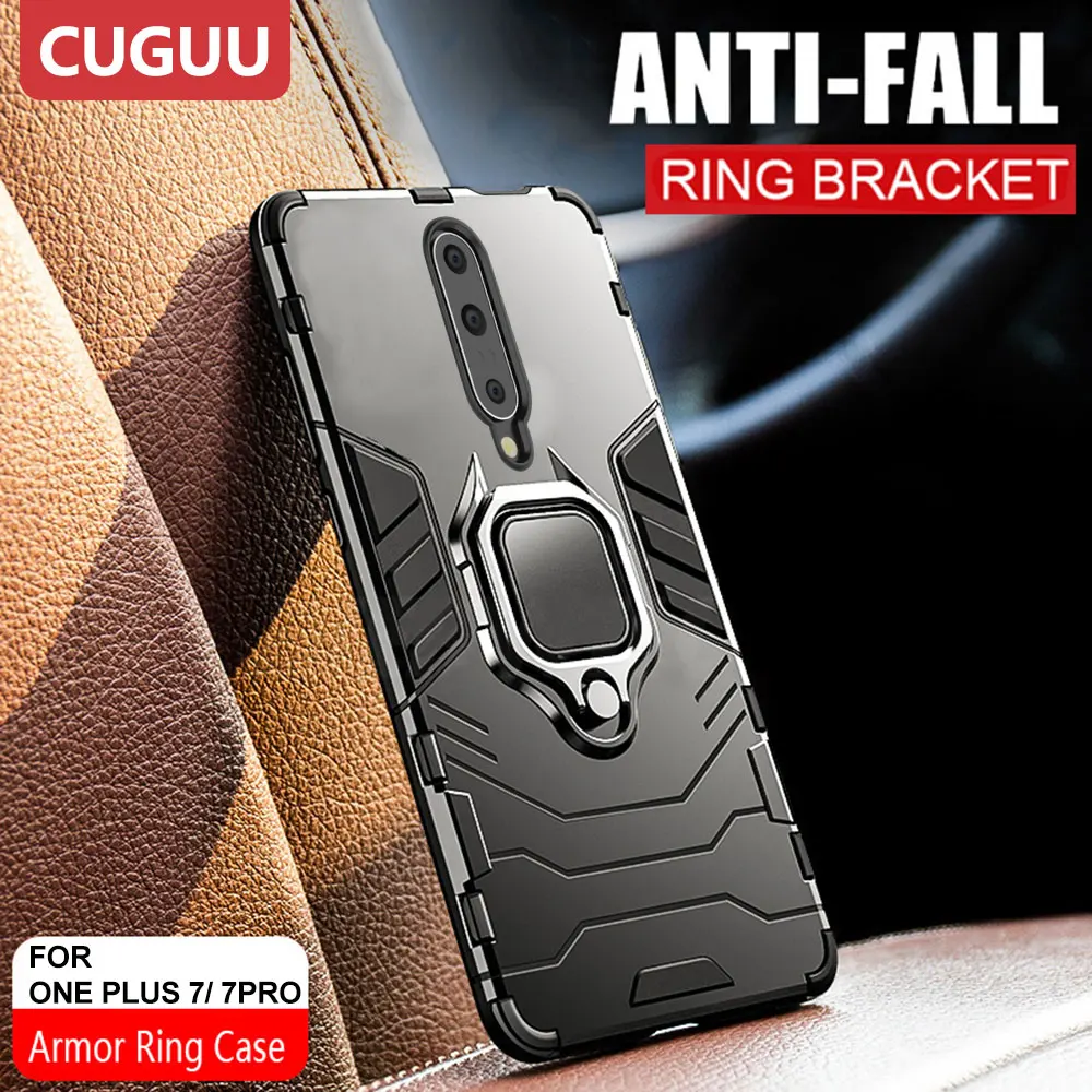 

For Oneplus 7 Pro Case Armor Ring Luxury Shockproof TPU+PC Full Back Cover For Oneplus 6T Cover Magnetic Case Car Holder 1+7 Pro