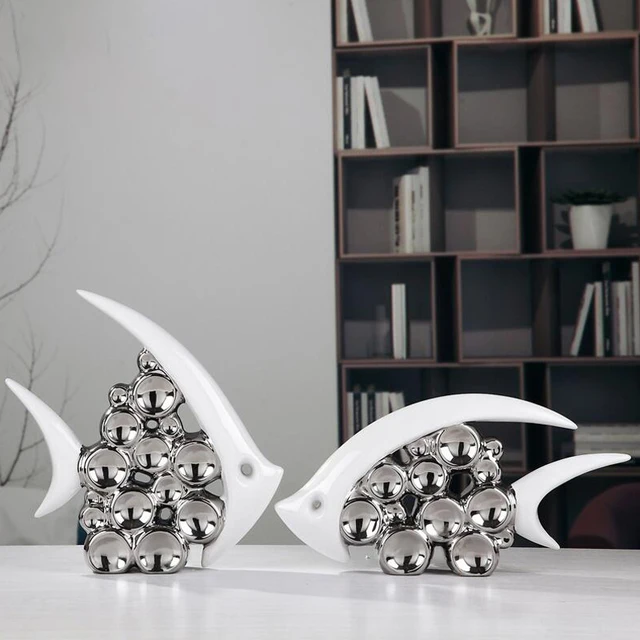 silver plated bouble couple kiss fish vase modern europe ceramic