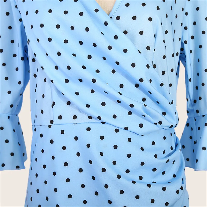 Женское летнее элегантное платье в винтажном стиле, офисные облегающие вечерние платья средней длины в ночной горошек, черное платье размера плюс