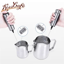 Нержавеющая сталь, двойной пружинный венчик, Электрический вспениватель молока, ручной вспениватель молока, Миксер для напитков, для кофе, капучино