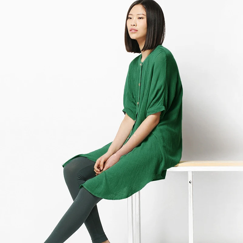 3XL 4XL 5XL Plus Size Vintage Tunic Women Blouse Shirt Pleated Buttons Low High Irregular Hem Split Half Sleeve Loose Long Tops 3XL 4XL 5XL Plus Size Vintage Tunic Women Blouse Shirt Pleated Buttons Low High Irregular Hem Split Half Sleeve Loose Long Tops