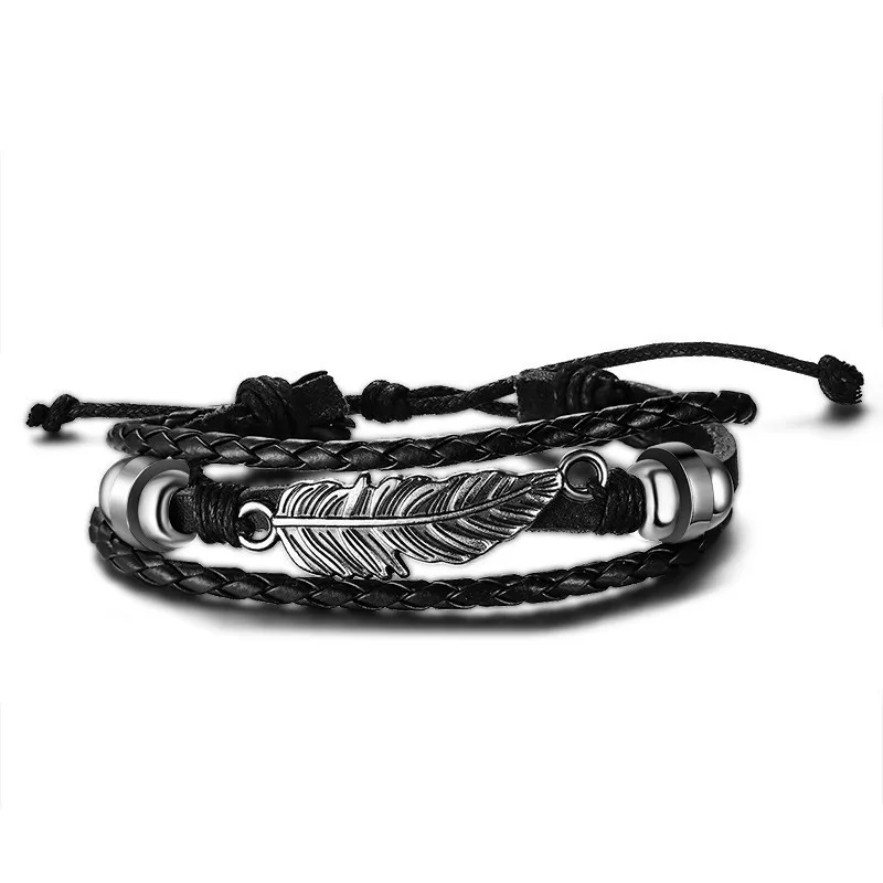 Infinity Men Bracelet Genuine Leather Black Hand Chain Friendship Brazelt Women Fashion Pulseira Masculina Dropshipping - Окраска металла: BL-052