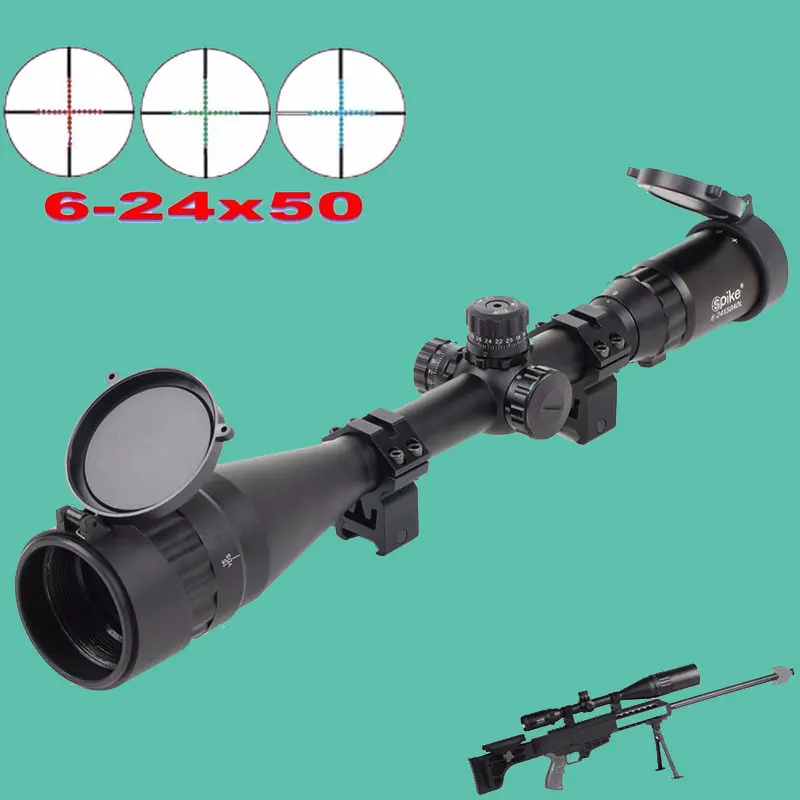 

6-24X50 Accurate Red Green Dot Sight Scope Illuminated Optical Rifle Scope Front And Rear Hunting Sites Riflescope For Airsoft