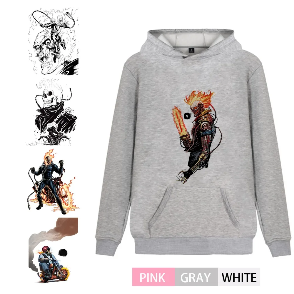 

Marvel Avengers Ghost Rider Illustration Trendy College Men/women Hoodie Kangaroo Pocket Leisure Teen Jersey A193291