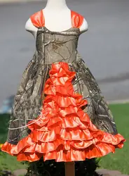 Камуфляжные Платья с цветочным принтом для девочек; камуфляжное платье для свадебной вечеринки для маленьких девочек; Бесплатная доставка