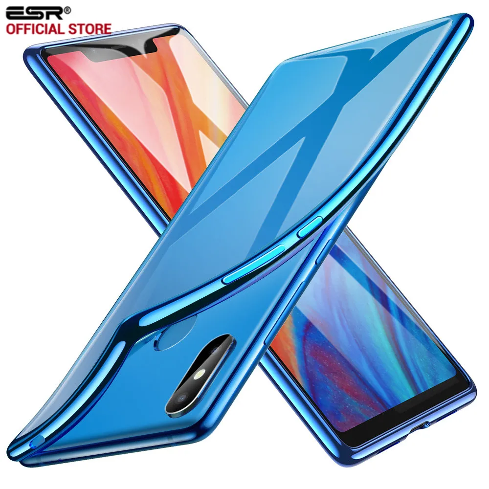 

Case for Xiaomi Mi 8, ESR Clear Soft TPU Plating Frame Bright Glossy Black Blue Bumper Back Cover for Xiaomi Mi 8 2018