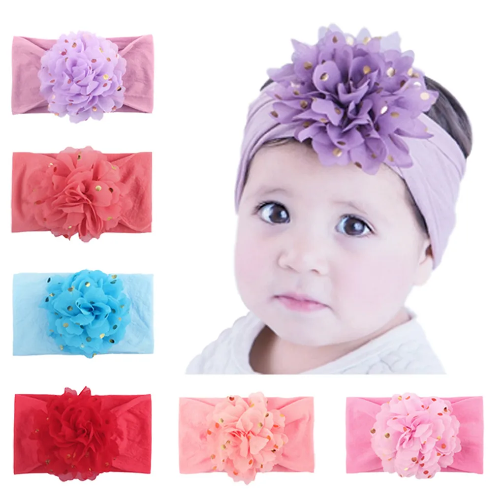 

ir bands for baby girls Unisex headwear kids Chiffon flower stretch Cute princess Accessories Headwear Baby Gifts L0612