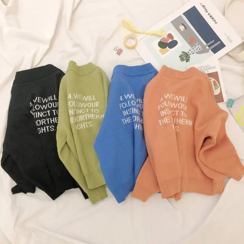 

2019 new stylish girls boys knitted sweater autumn fashion kids cardigan 2-7 t