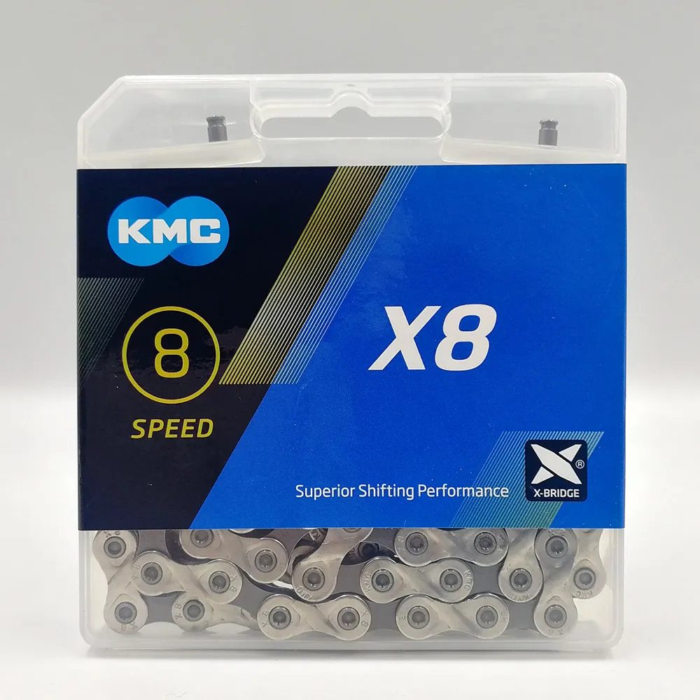 KMC X8 велосипедная цепь 8 скоростей 116 звеньев с быстрым звеном Ультралегкая 320 г MTB цепь для горного велосипеда дорожная 8 переменная коробка