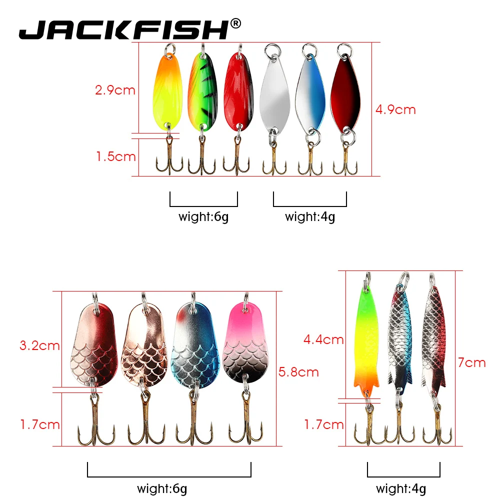 JACKFISH, 30 шт./лот, металлическая блесна, рыболовная приманка, набор, жесткая ложка, приманка, Спиннер, приманка с рыболовной коробкой, жесткая приманка, рыболовные снасти