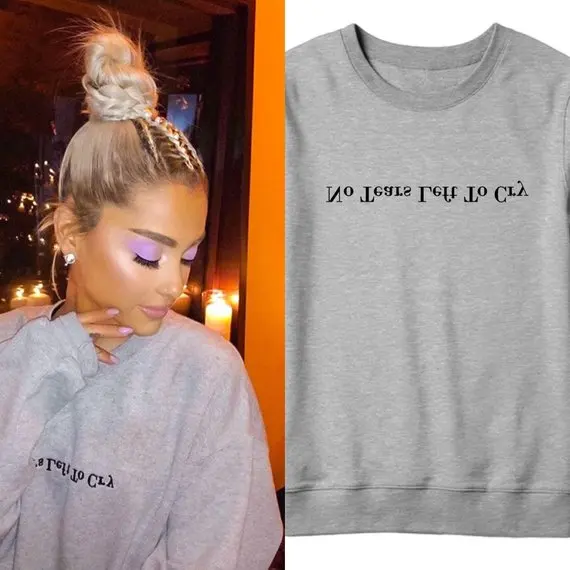 

Skuggnas No Tear Left To Cry Ariana Grande Sweatshirt Casual Jumper Girls Fashion Tumblr Spring Tops Hoodies aesthetic clothes