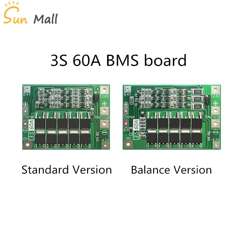 

3S 60A BMS board/ Li-ion 12.6V 18650 BMS PCM battery protection board for li-ion battery