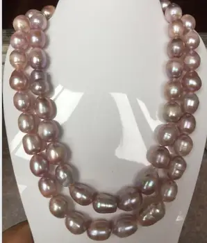 

single11-13mm sea baroque natural lavender pearl necklace 38inch 925s