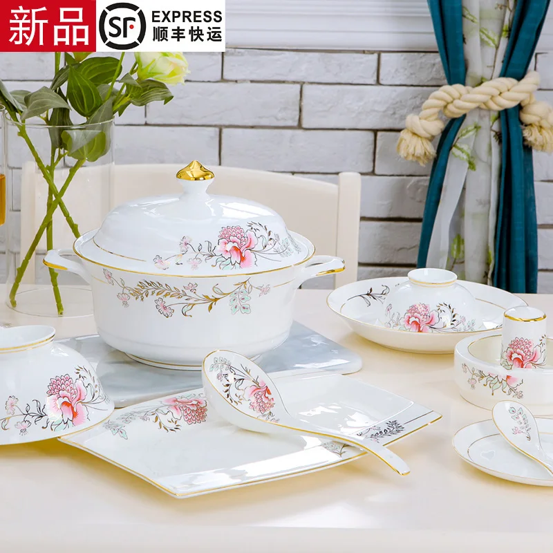 Столовые приборы Цзиндэчжэнь набор керамической посуды Американский набор чаши и посуды домашний костяной фарфор чаша и тарелка западный стиль