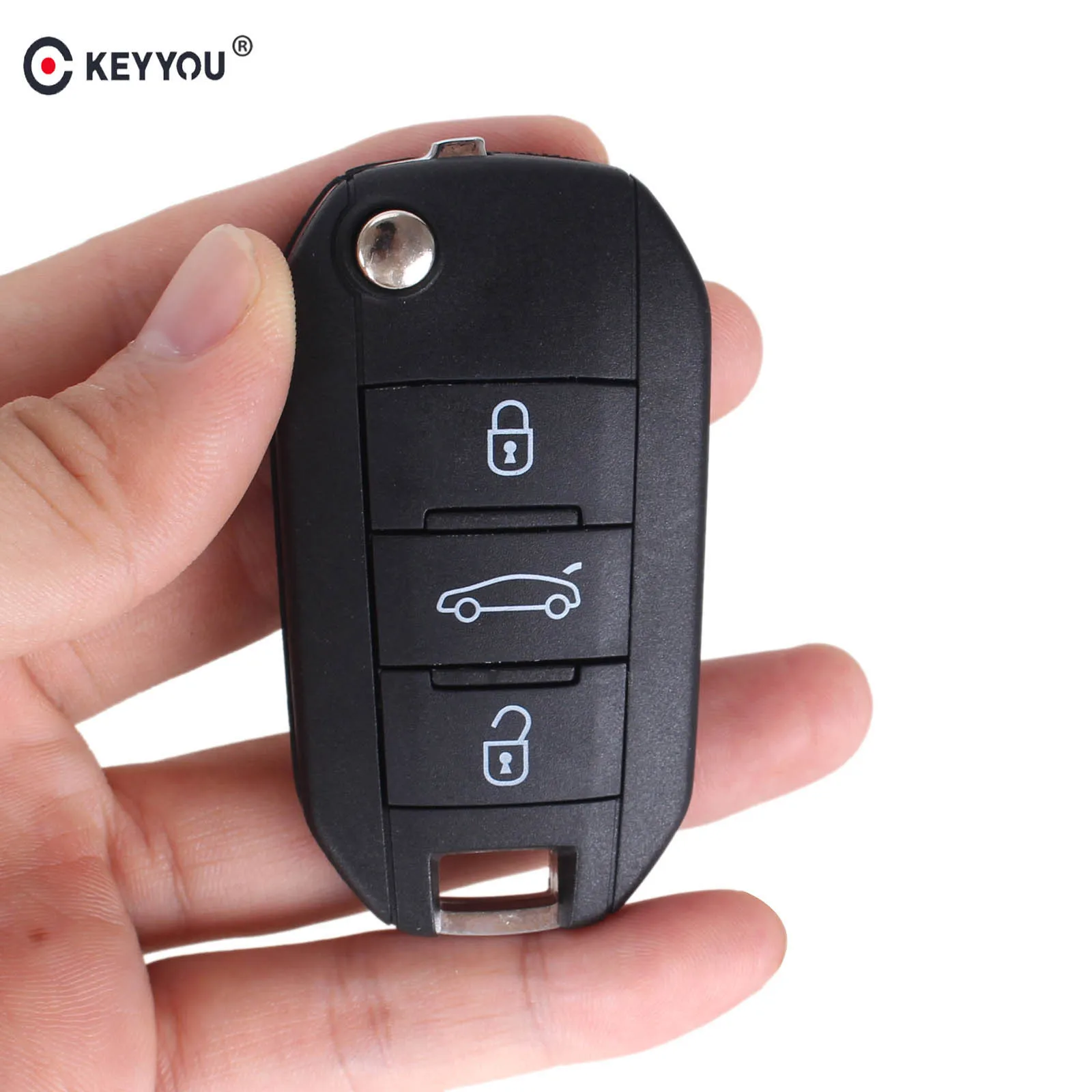 

KEYYOU 3 Buttons New Flip Key Shell for PEUGEOT 508 407 Remote Key Case Auto Parts Car-stlyling NO Blade
