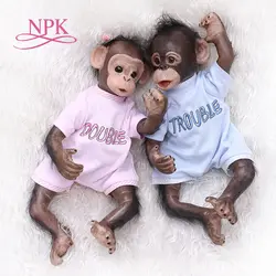 NPK новая 40 см ручная работа детальная живопись работа Возрожденный детеныш Обезьяны Орангутанг в черном коллекционном искусстве