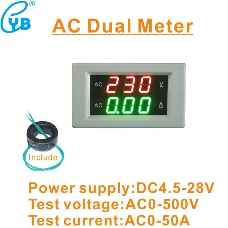 LED Volt Amp Panel Meter AC 0 50A AC 0 500V AC Voltage Current Meter