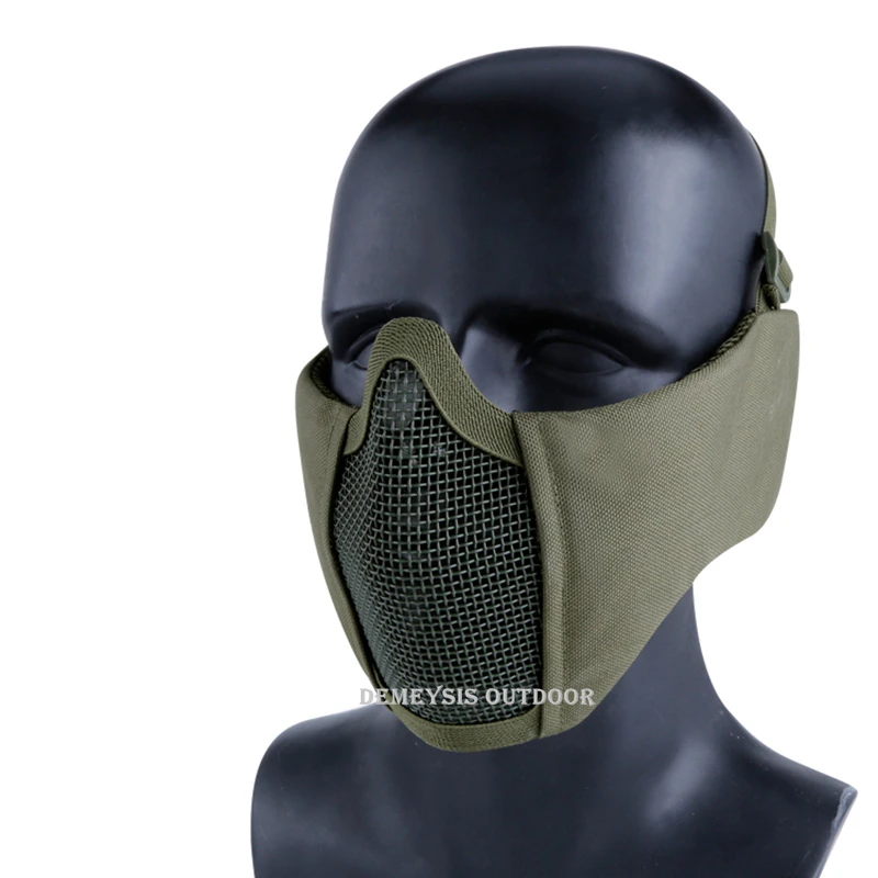 Тактическая камуфляжная полумаска для лица Металлическая стальная защитная сетка маска для охоты защитная маска для страйкбола маска для