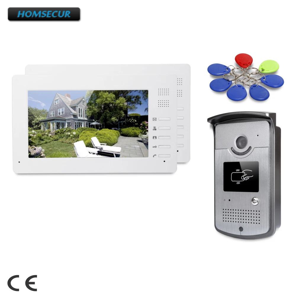 HOMSECUR 7 inch Проводной Видеодомофон Система Телефонного Звонка Камера с Брелками Разблокировки  XC001 + XM706