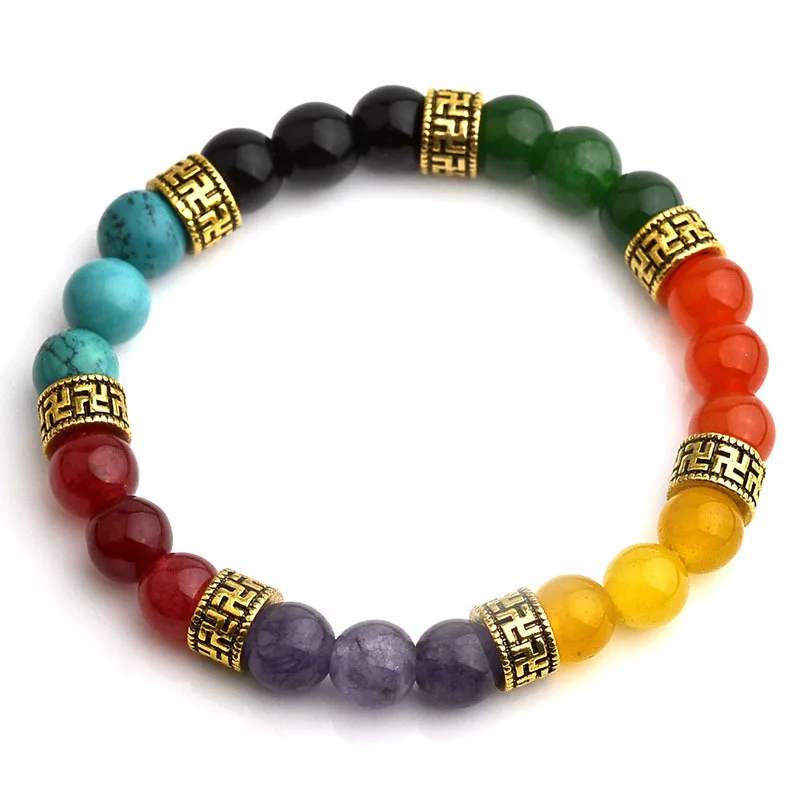 

Multi-color Healing Balance Beads Bracelet Yoga Life Energy 7 Chakra Natural Stone Bracelet Women Men Casual Jewelry