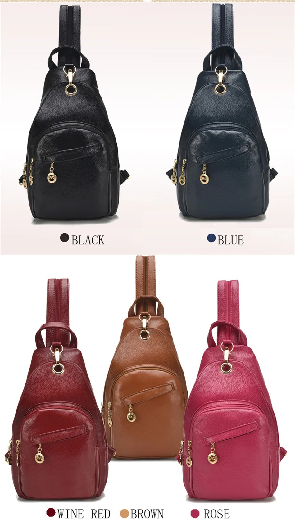 3-в-1 рюкзак высокое качество кожаный рюкзак Для женщин нагрудная сумка Колледж вина, школьные рюкзаки для девочек-подростков Mochila Feminina