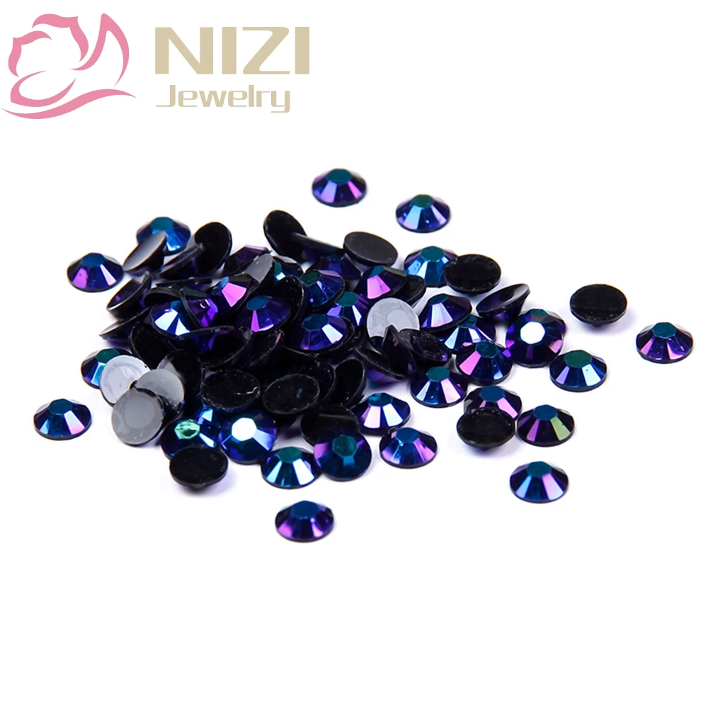 Resin Rhinestones 2 6mm Purple Black AB Color Glitter Non Hotfix