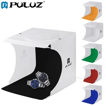 

PULUZ 20*20cm Mini Studio Diffuse Soft Box Lightbox with 8 LED Light Tabletop Shooting Photo Studio Box with 6 Color Backdrops