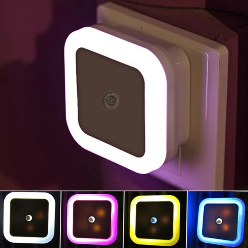 

Portable Light Sensor Control Led Night Lights With AC EU US Plug Square Shape Home Babyroom Bedroom Desk Table Decoration Lamp