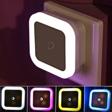 Portable Light Sensor Control Led Night Lights With AC EU US Plug Square Shape Home Babyroom Bedroom Desk Table Decoration Lamp