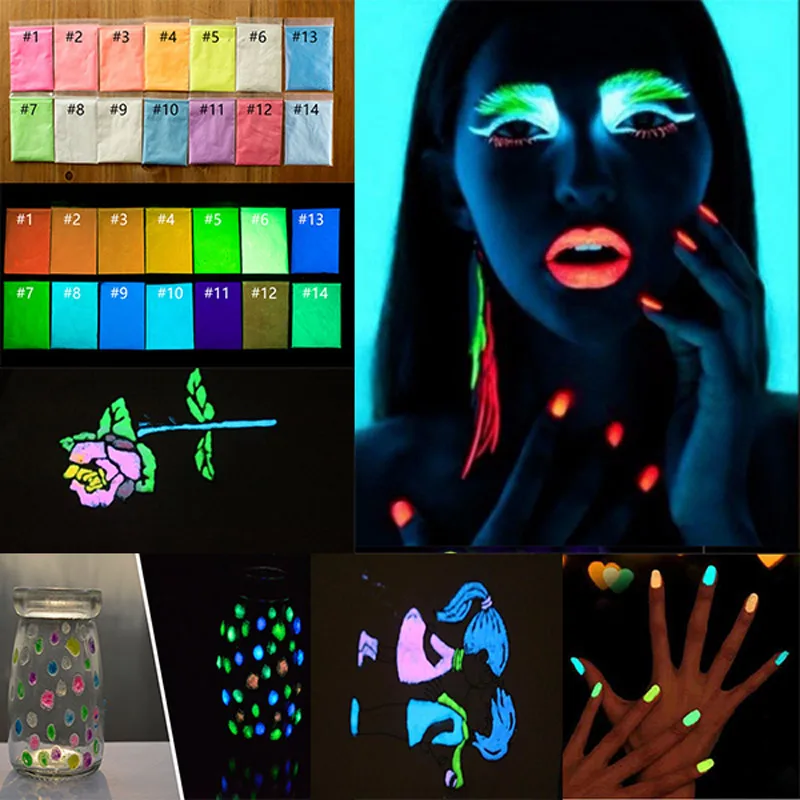 170g 17 Color Luminous Nail Polish Powder Glow In The Dark Glow Powder