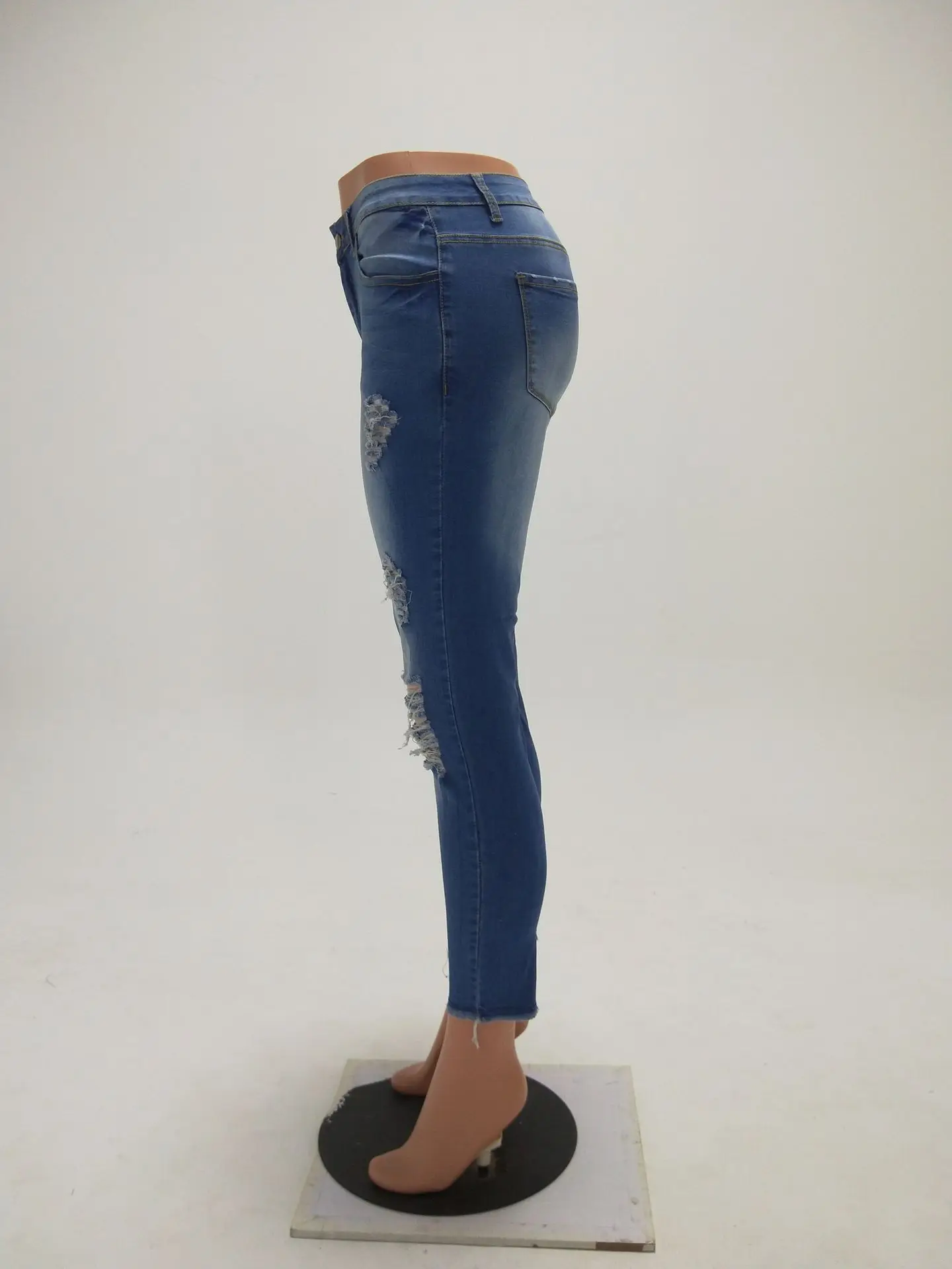 Для женщин рваные джинсы эластичный высокая талия рваные брюки для девочек Джинсы бойфренда повседневное плюс разме