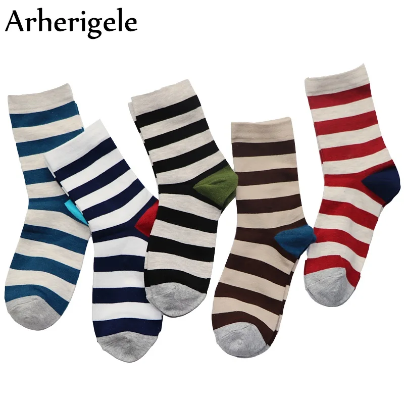 

Arherigele 1pair Men Socks Mens Long Socks Causal Cotton Blends Art Colorful Compression Stripe Man Dress Socks Sokken Masculina