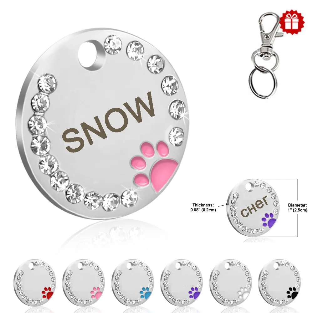 

Custom Dog Tag Engraved Pet Dog Collar Accessories Personalized Cat Puppy ID Tag Stainless Steel Paw Name Tags Pendant Anti-lost