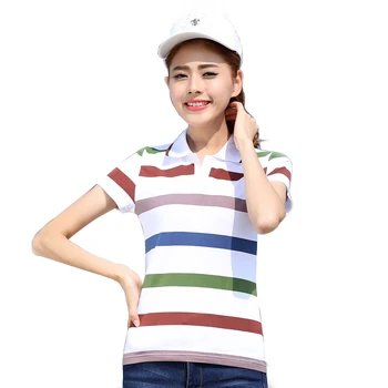 

Brand New Women Polo Shirt Summer Cotton Striped Polo Shirt Ladies Tops Short Sleeve Female Breathable shirt Big Size Clothes