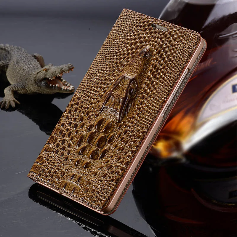 

Cover For Lenovo ZUK Z2 Pro 5.2 inch High Quality Top Genuine Leather Flip Card Case 3D Crocodile Grain Phone Bag +Free Gift