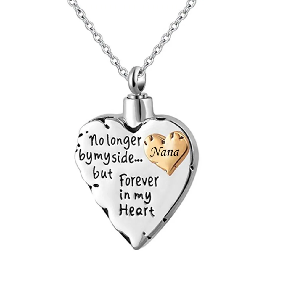 Unisex No Longer by My Side But Forever in My Heart Mom Mum Grandpa Cremation Ashes Urn Pendant Necklace