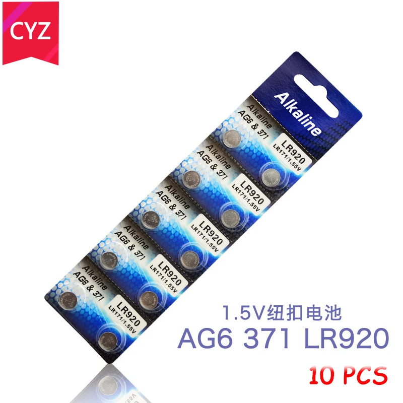 1 cards 10pcs lot AG6 Button Battery font b Electronic b font Remote Control 1 55V
