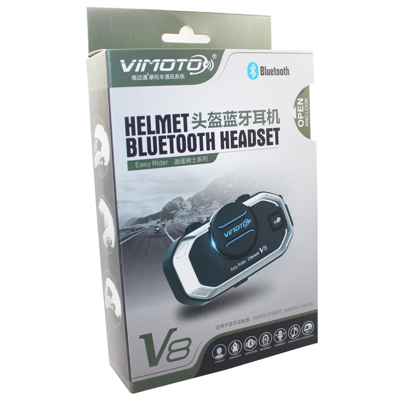 English Version Easy Rider Vimoto V8 Helmet Bluetooth Headset Motorcycle Stereo Headphones For Mobile Phone and GPS Radio