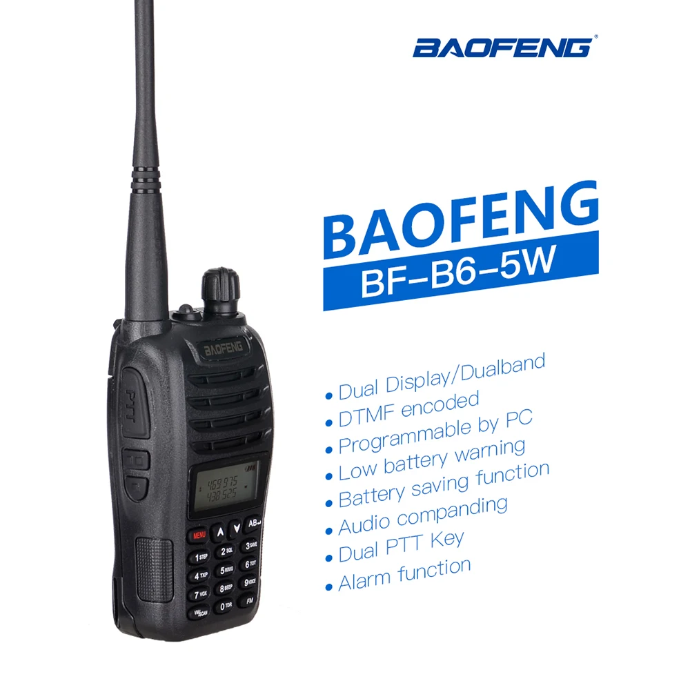 BAOFENG B6 двухсторонняя рация VHF/UHF двухдиапазонный ручной переговорный телефон с ЖК