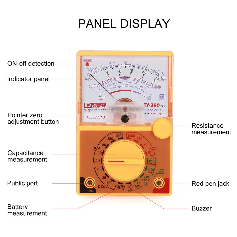 TY-360TRX ручной стрелочный мультиметр AC/DC Вольтметр механический Амперметр тестер сопротивления Тока Тестер