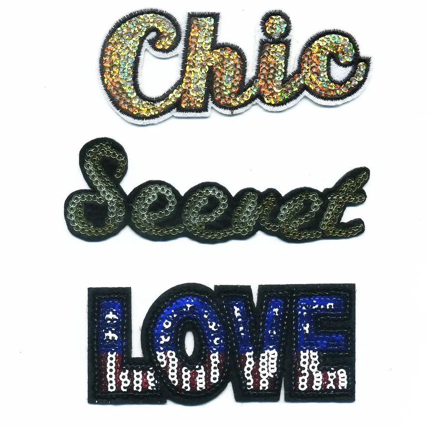 

DOUBLEHEE Embroidered Iron On Patches Sequin Blue Angel White Love Design Fashion Girls Embroidery DIY Coat Shoes Accessories