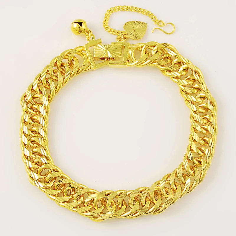 

Fashion Men Bracelet 24K Yellow Gold Color Gold Plating Bracelet & Bangle Male Accessories Hip Hop Party Rock Jewelry