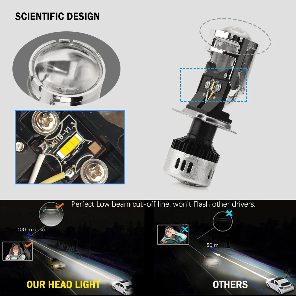 BraveWay H4 светодиодный светильник с мини-линзой проектора H4 светодиодный комплект для преобразования автомобилей Светодиодный лампы для фар 12 В 55 Вт 11000лм 6500 к белый